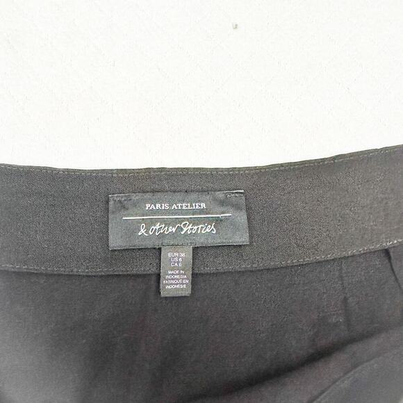 & Other Stories Black Wrap Tie Pencil Straight Skirt Short Size 6 - Picture 3 of 6